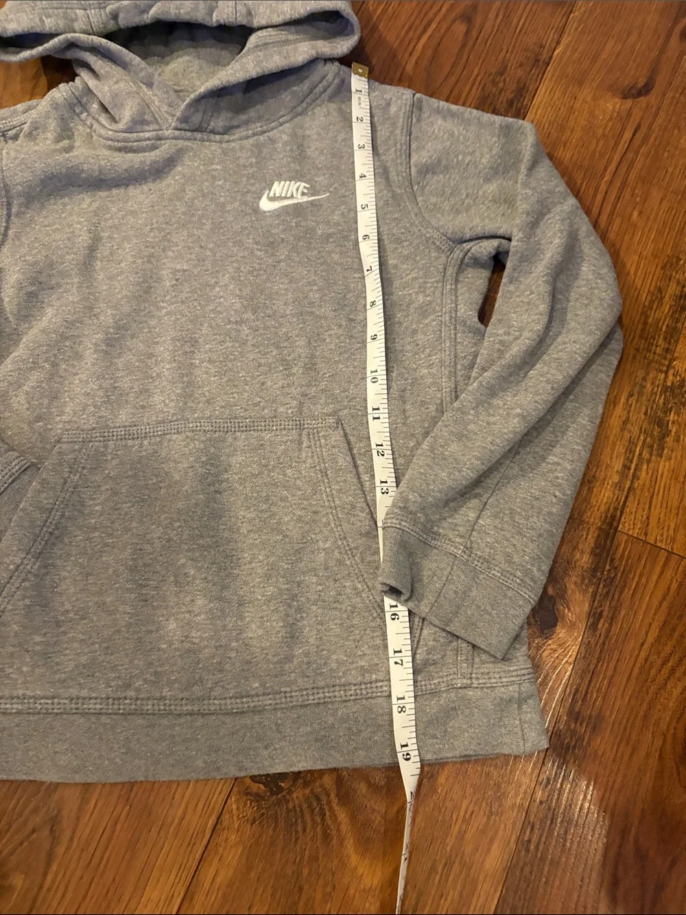Kids Nike Heather Gray Pullover Hoodie with White Swoosh